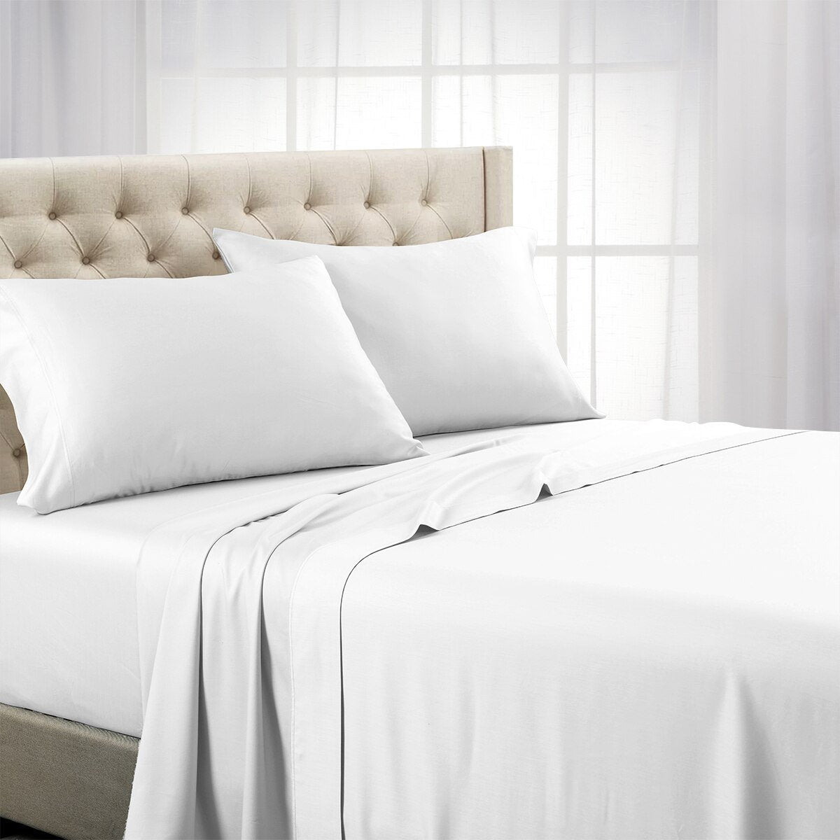 Split Top (Split Head) King Sheets 1000 Thread Count 100% Cotton Solid Sheet Sets