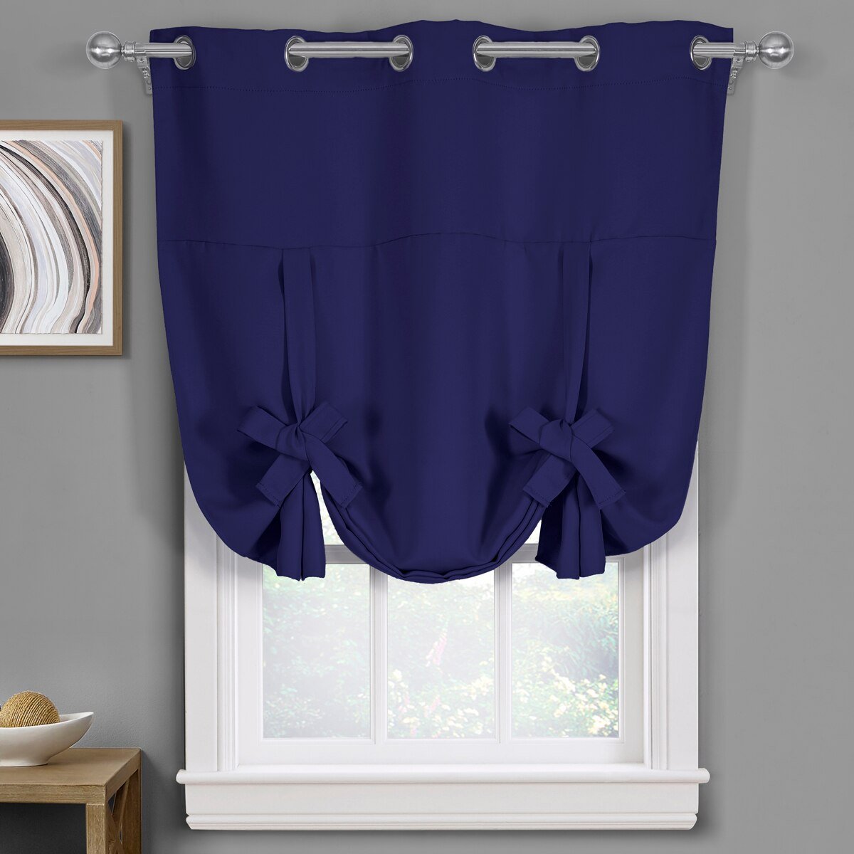 Ava Blackout Weave Curtains Grommet Tie Up Shade for Small Window ( 46" W X 63" L)