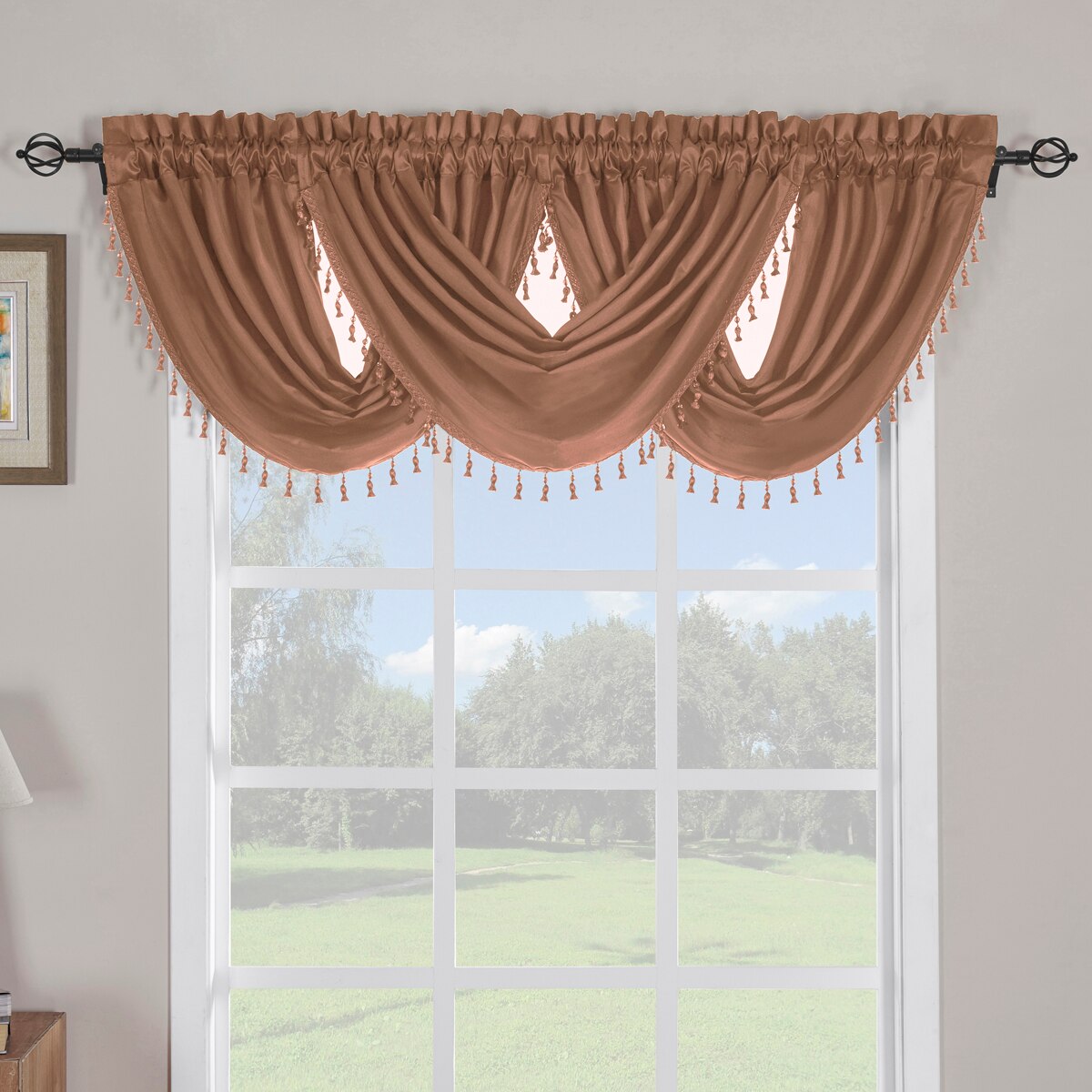 Soho Waterfall Decorative Trim Window Valance 57”wx 37”L (Single)