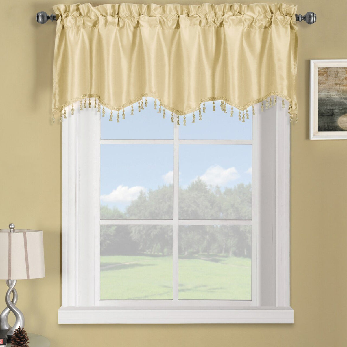 Soho Faux Silk Rod Pocket Curtain Panels- Matching Valance (Single)