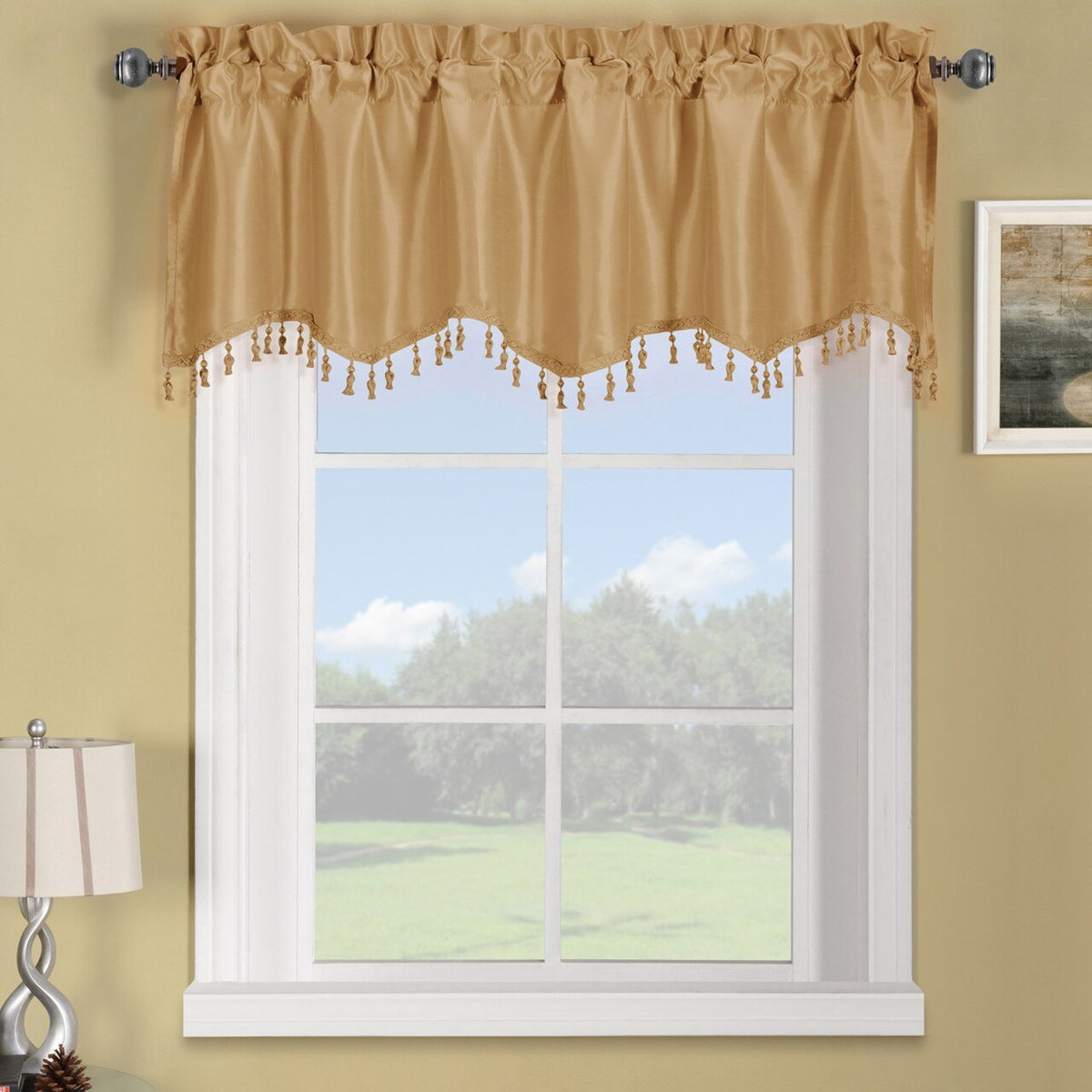 Soho Faux Silk Rod Pocket Curtain Panels- Matching Valance (Single)