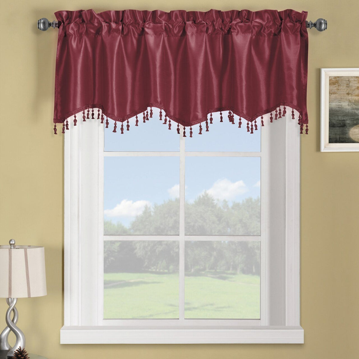 Soho Faux Silk Rod Pocket Curtain Panels- Matching Valance (Single)