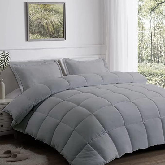 Comforter Cover King Size Egyptian Cotton 1PC Grey