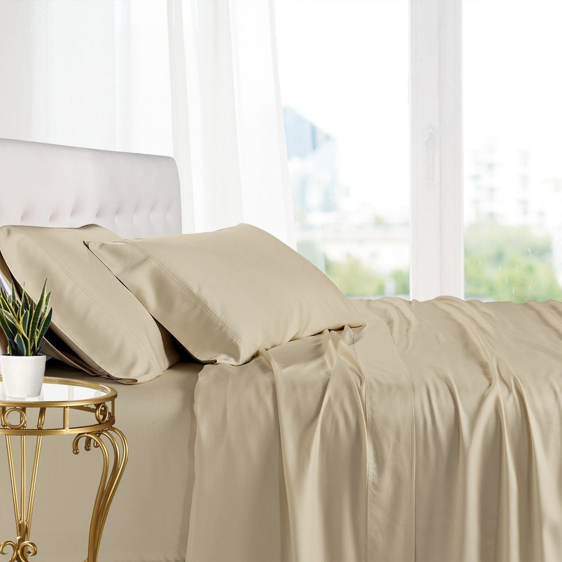 Silky Soft Bedspread Sheets Linen Bamboo Viscose Sheet Set