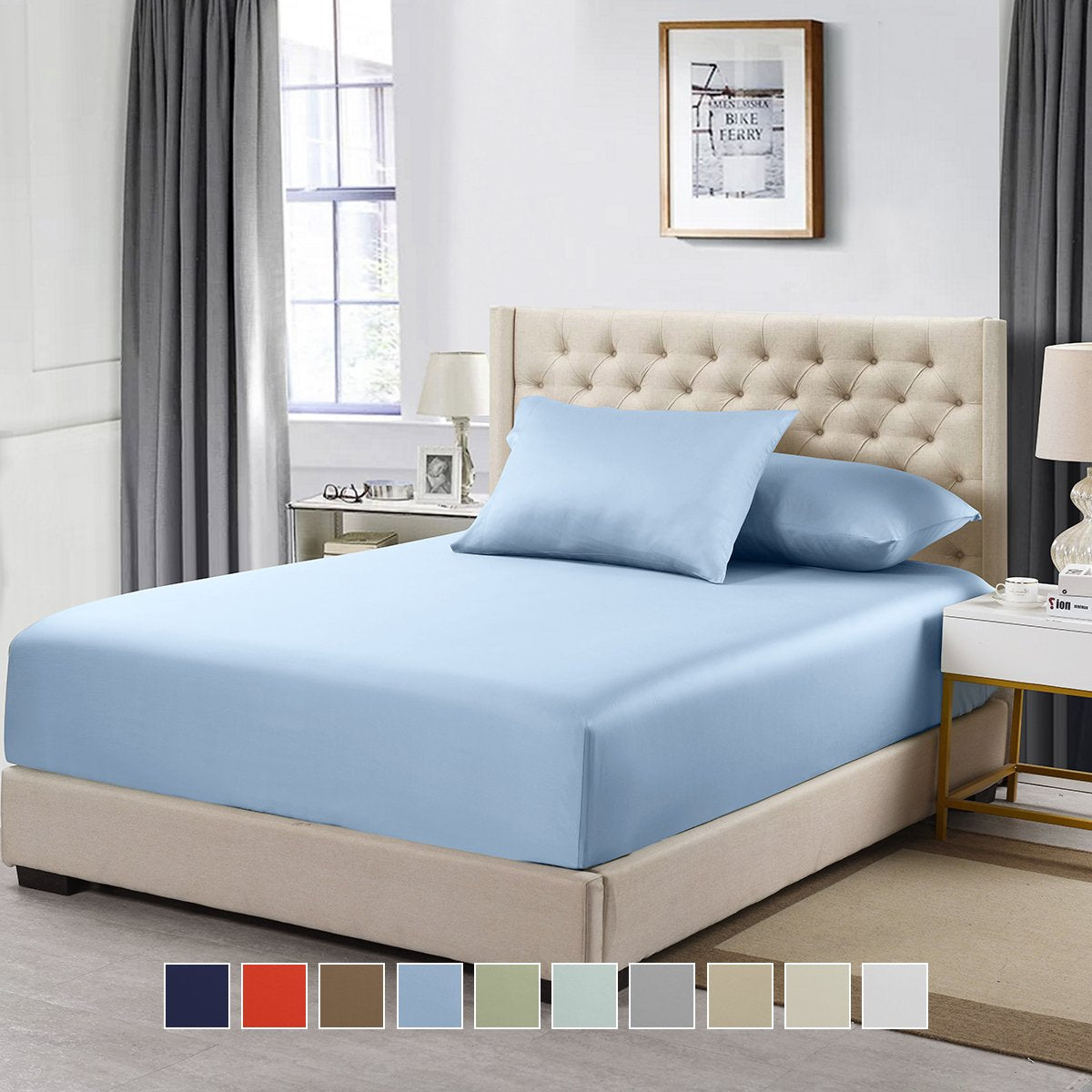 King Size Fitted Sheet Only - Solid 600 Thread Count