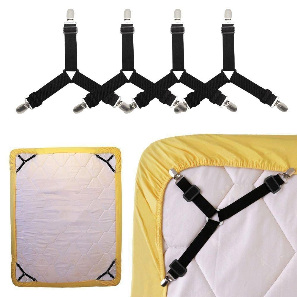 Bed Sheet Band Straps Suspenders 4 pcs Fitted Bed Sheet Corner Holder Elastic Straps
