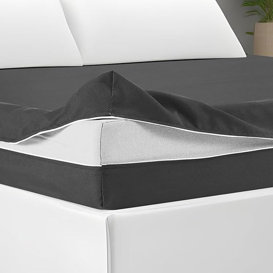 Zipper Fitted Sheet Dark Grey 100% Egyptian Cotton 1Pc