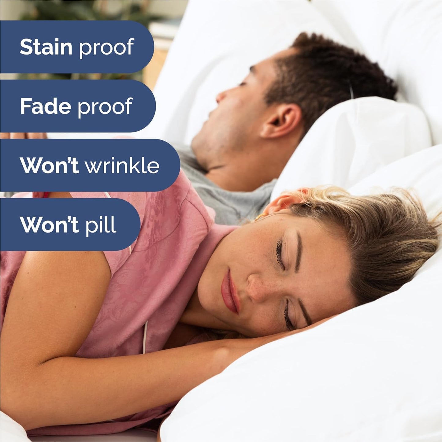 1500TC Egyptian Cotton Split King Sheet Set – White Solid, 5 Piece