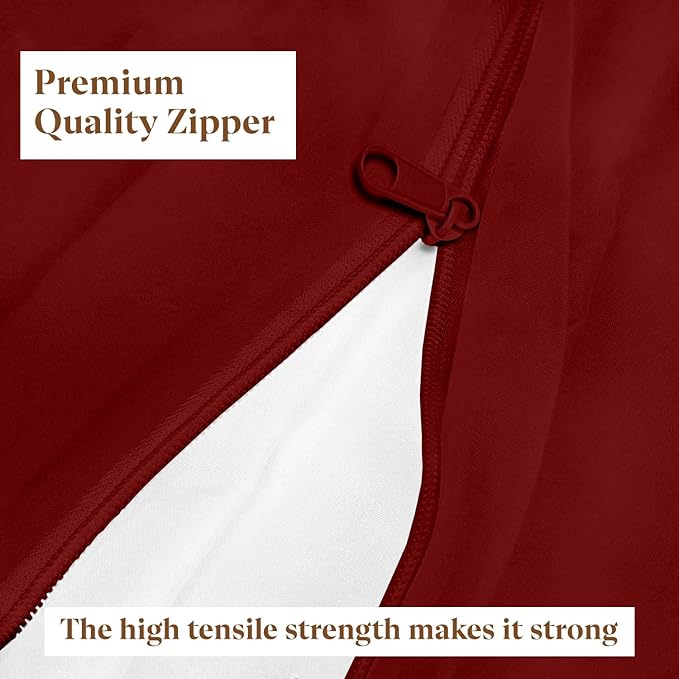 Zipper Fitted Sheet Burgundy 100% Egyptian Cotton 1Pc
