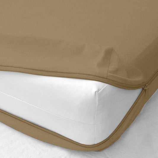 Zipper Fitted Sheet Taupe 100% Egyptian Cotton 1Pc
