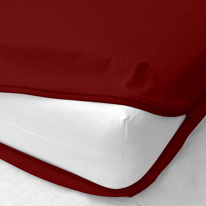 Zipper Fitted Sheet Burgundy 100% Egyptian Cotton 1Pc