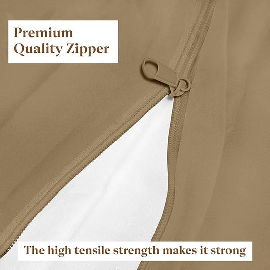 Zipper Fitted Sheet Taupe 100% Egyptian Cotton 1Pc