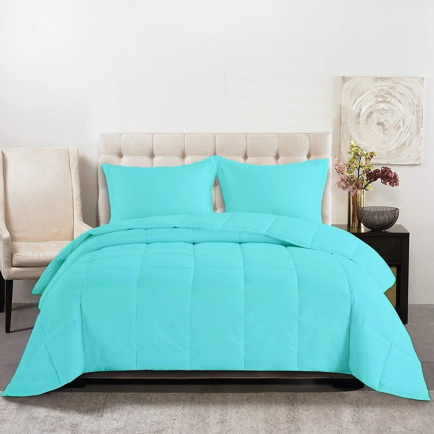 Comforter Cover King Egyptian Cotton 1PC Aqua Blue