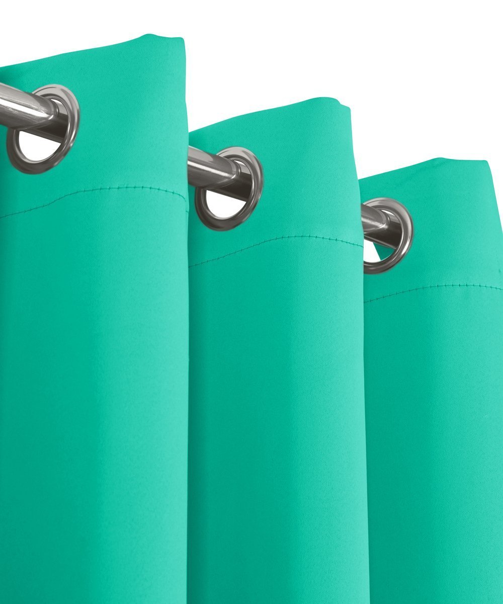 Turquoise Ava Blackout Weave Curtain Panels With Tie Backs Pair (Set Of 2)