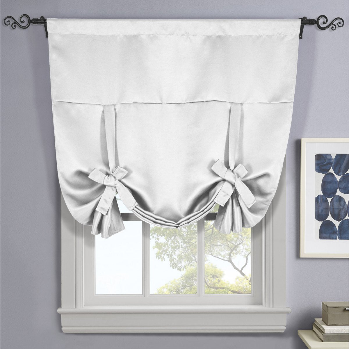 Ava Blackout Weave Curtains Rod Pocket Tie Up Shade for Small Window ( 46" W X 63" L)