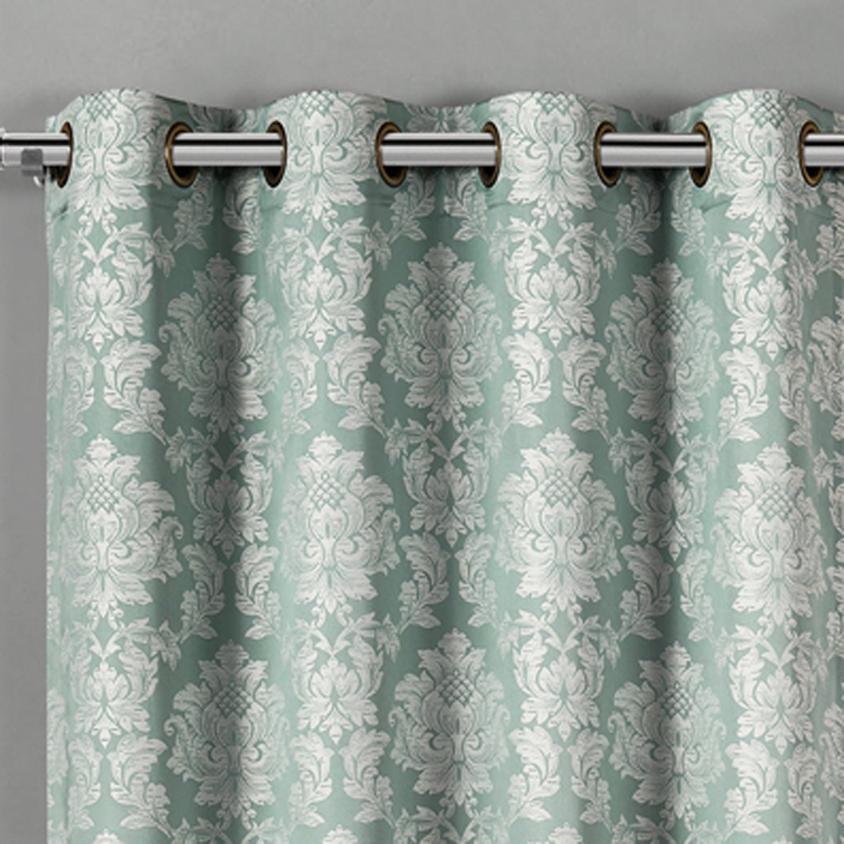 Aryanna Classic Damask Floral Curtains Jacquard Grommet Panels (Set of 2)