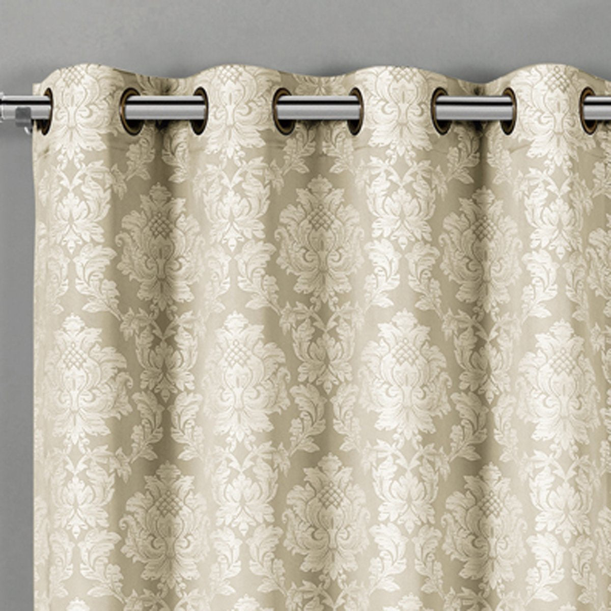 Aryanna Classic Damask Floral Curtains Jacquard Grommet Panels (Set of 2)