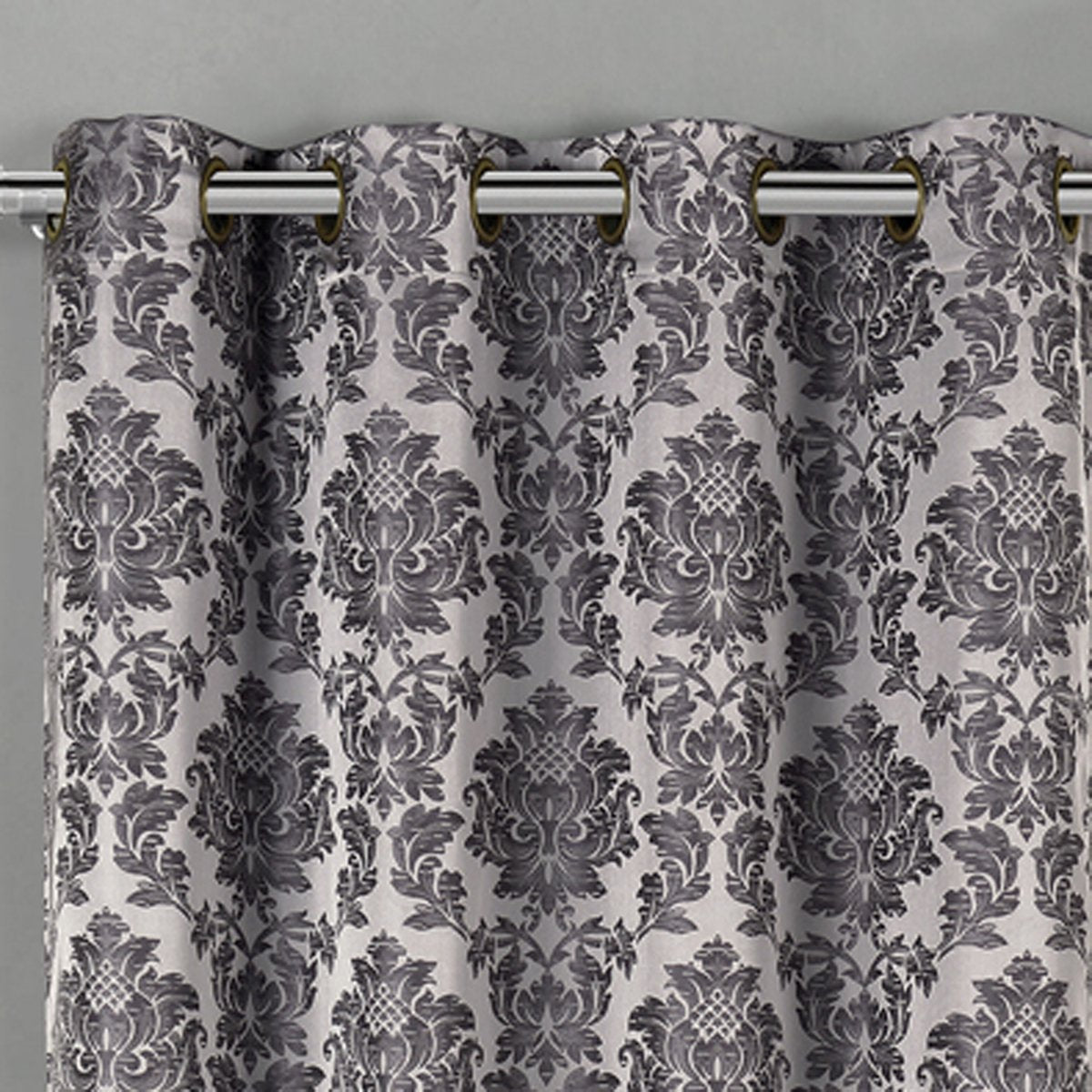 Aryanna Classic Damask Floral Curtains Jacquard Grommet Panels (Set of 2)