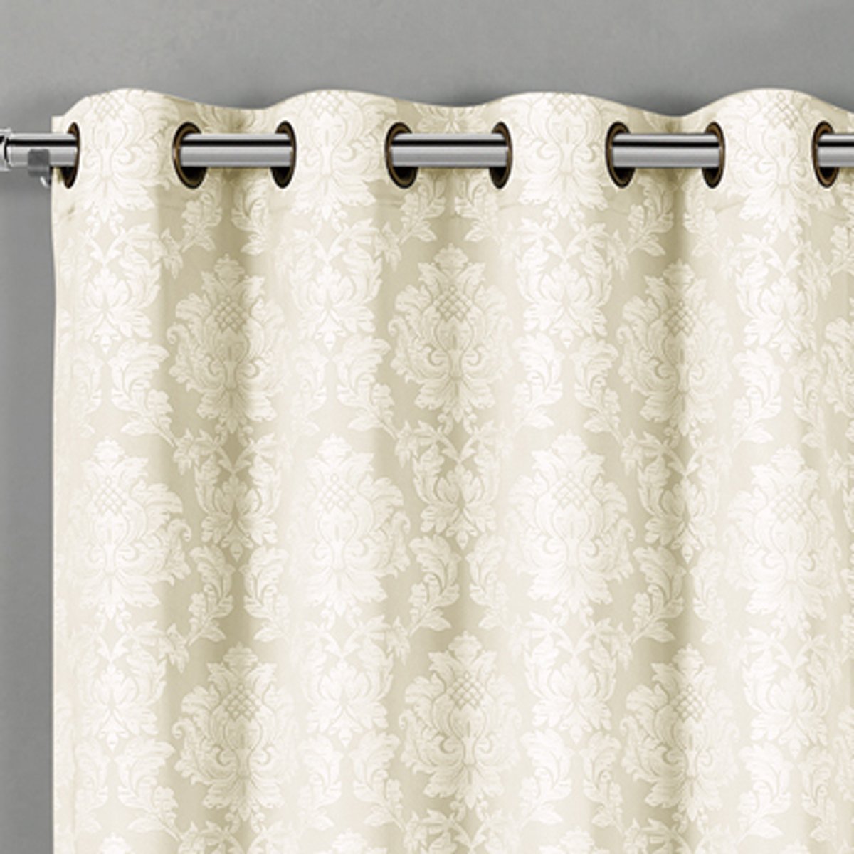 Aryanna Classic Damask Floral Curtains Jacquard Grommet Panels (Set of 2)