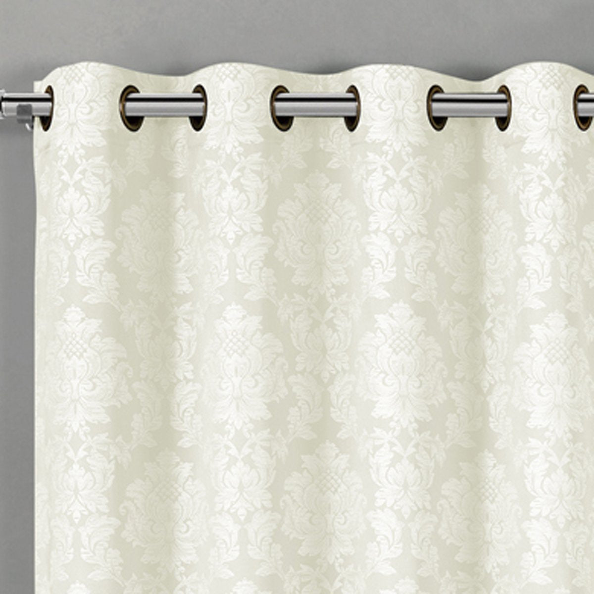 Aryanna Classic Damask Floral Curtains Jacquard Grommet Panels (Set of 2)