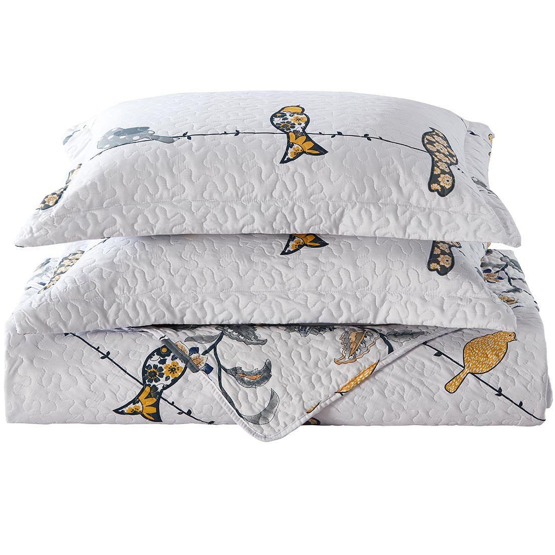 Birds Oversize Quilt Set with Pillowcases