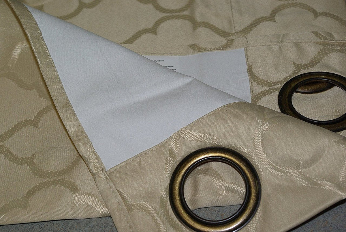 Pamela Geometric pattern Grommet top curtain panels-Single