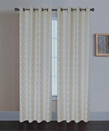 Pamela Geometric pattern Grommet top curtain panels-Single