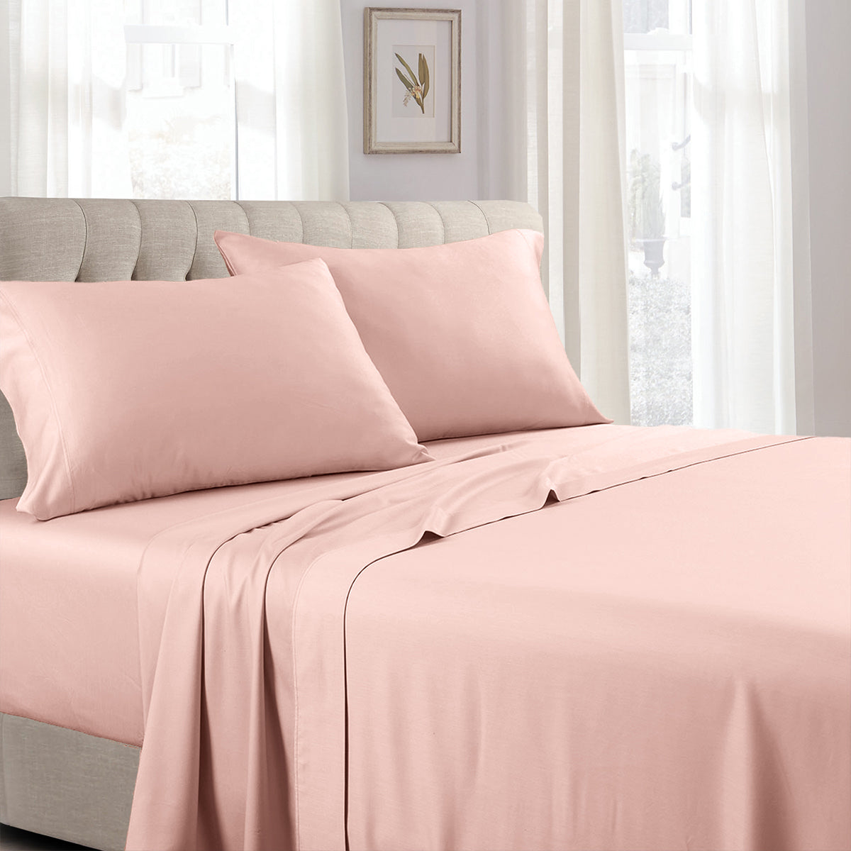 Flex Top King Sheet Set 340 All Cotton Sateen (Half Split Fitted)