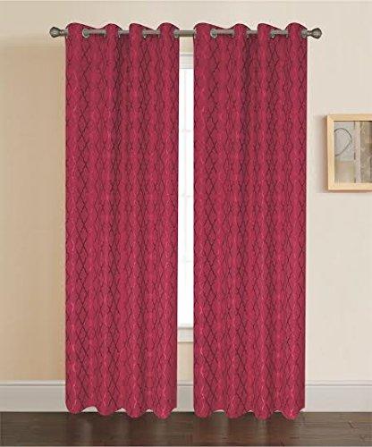 Pamela Geometric pattern Grommet top curtain panels-Single