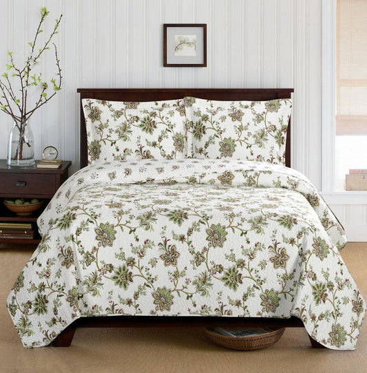carrie floral pattern quilted coverlet mini bed quilt set