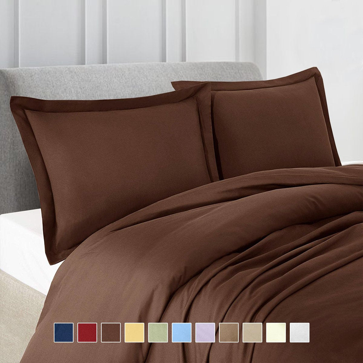 100% Microfiber Solid 3-Piece Duvet Cover Set