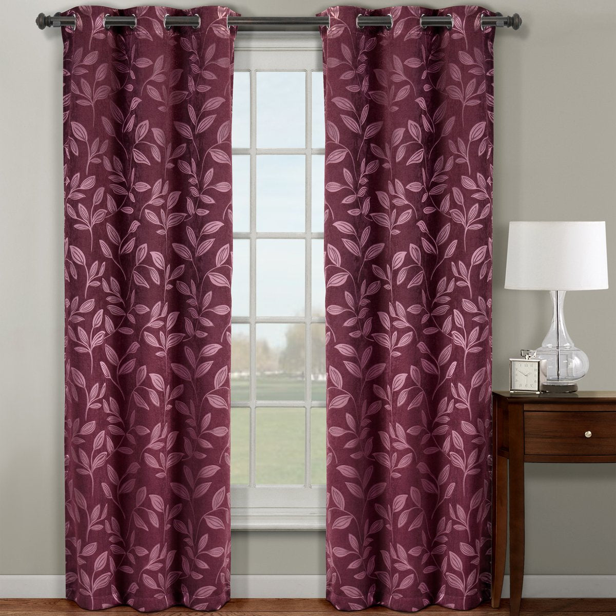 Claire Micro Suede Jacquard Blackout Weave Grommet Curtain Pair Panels