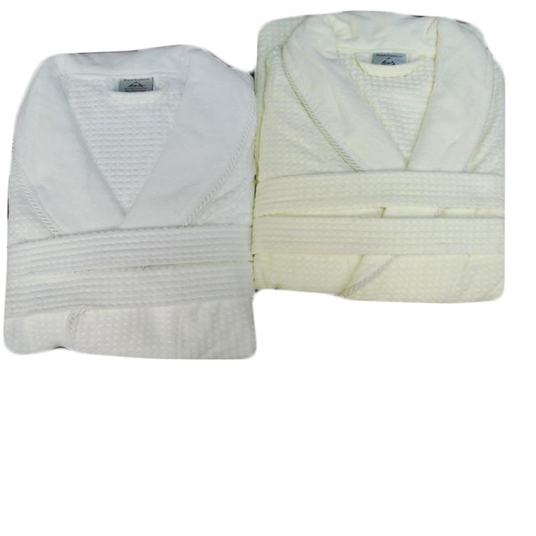 Cotton Jacquard Velour Shawl Collar Waffle Weave Bath Robes (Single)