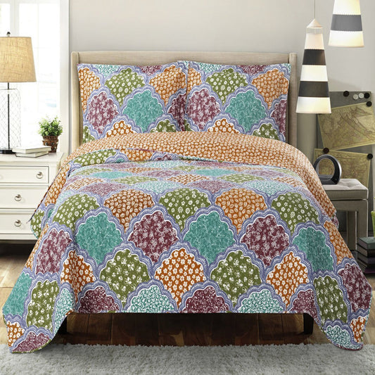 dahlia reversible floral pattern bed quilt sets hypoallergenic 100% microfiber set
