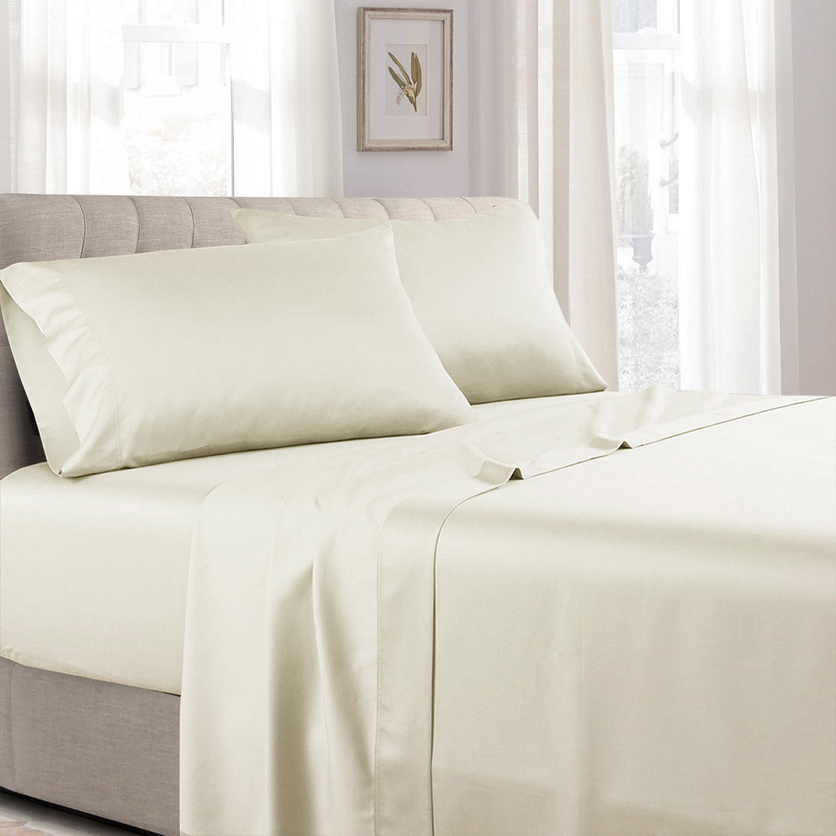 Flex Top King Sheet Set 340 All Cotton Sateen (Half Split Fitted)
