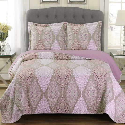 quilted jewel patchwork print oversized reversible quilt set