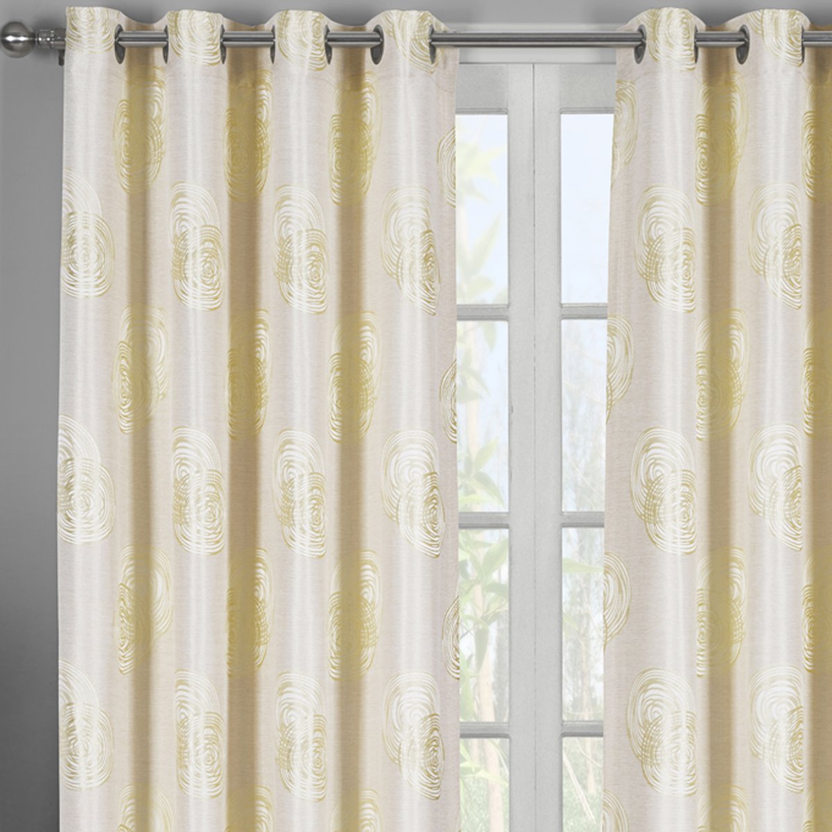 Lafayette Modern Abstract Jacquard Curtain Panels With Grommets ( Set of 2 Panels )