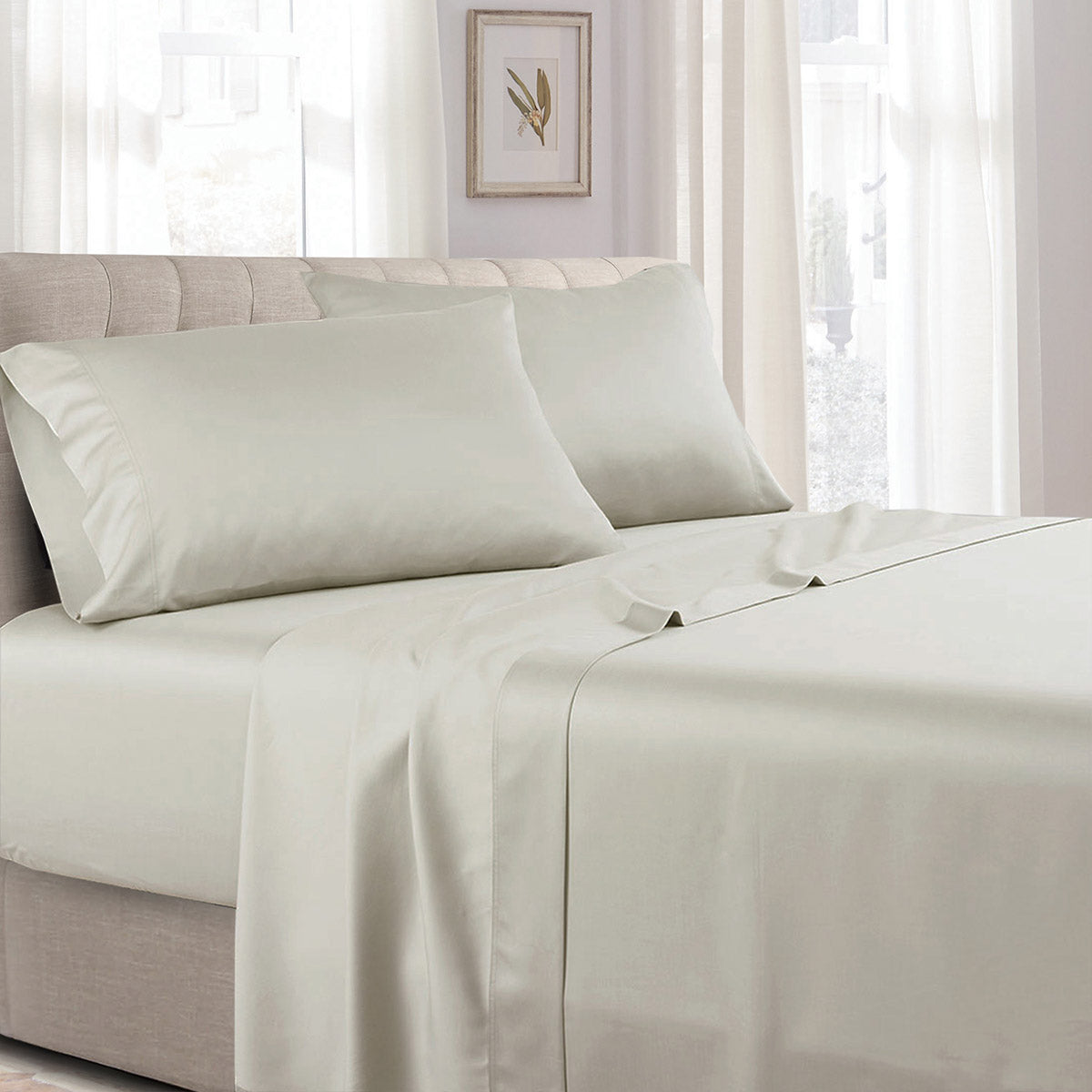 Flex Top King Sheet Set 340 All Cotton Sateen (Half Split Fitted)