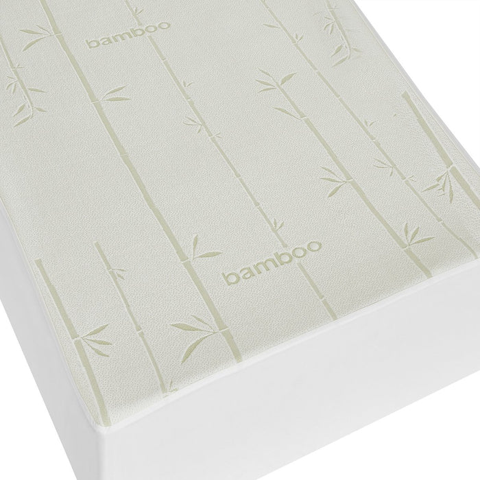 Hypoallergenic bamboo mattress cover providing waterproof protection against spills and allergens