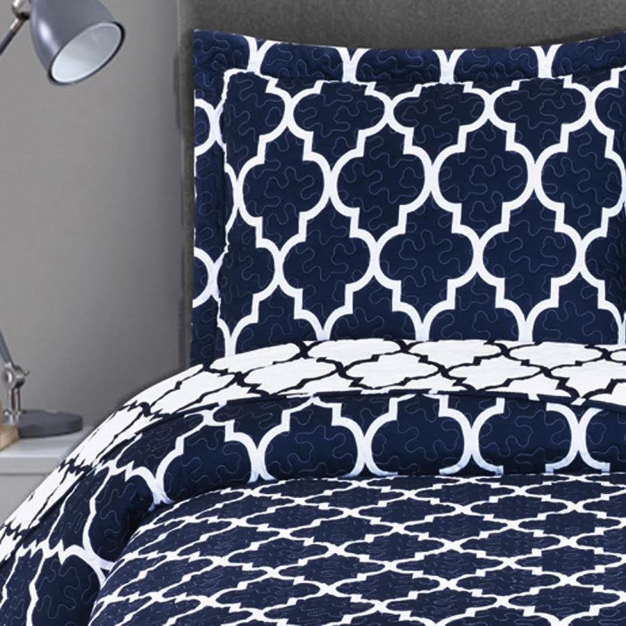 meridian quilt sets cotton blend reversible quilts navy blue