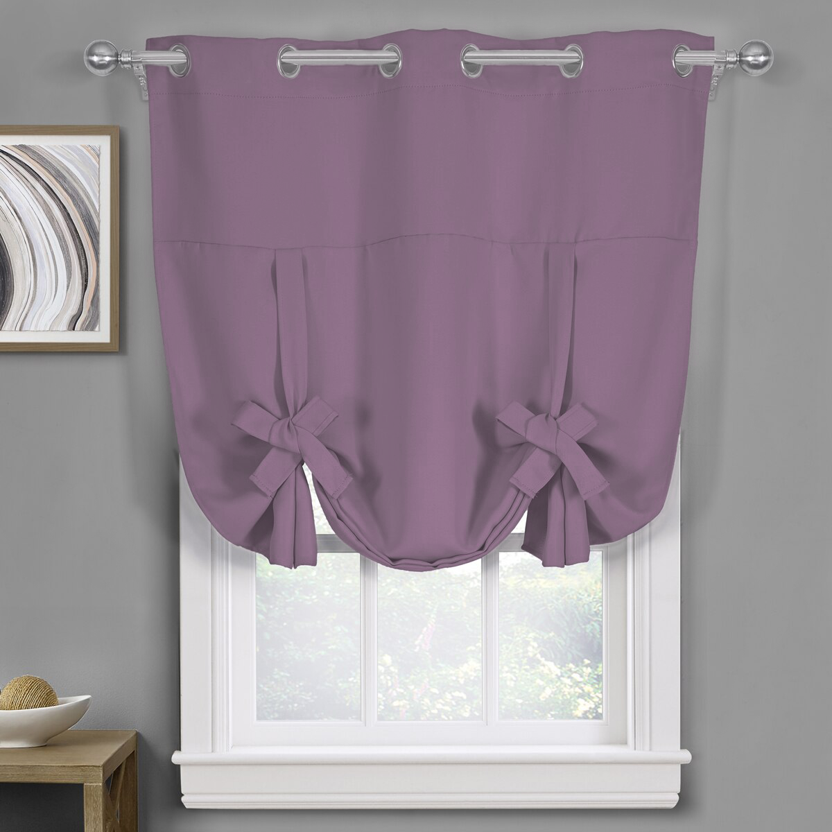 Ava Blackout Weave Curtains Grommet Tie Up Shade for Small Window ( 46" W X 63" L)