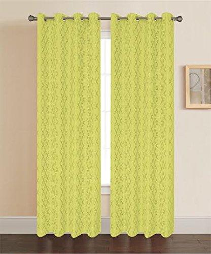 Pamela Geometric pattern Grommet top curtain panels-Single