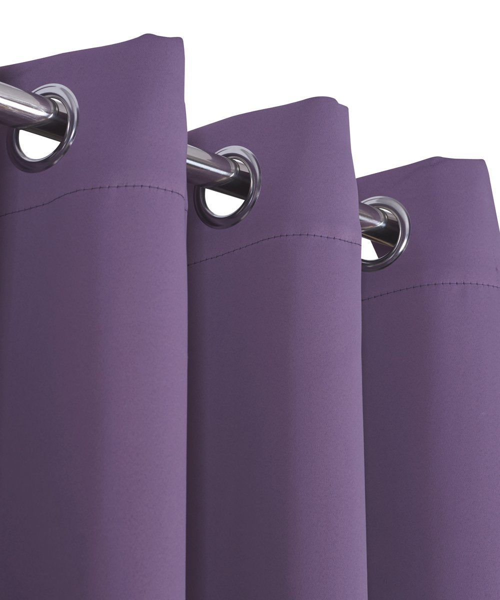 Purple Ava Blackout Weave Curtain Panels With Tie Backs Pair (Set Of 2)