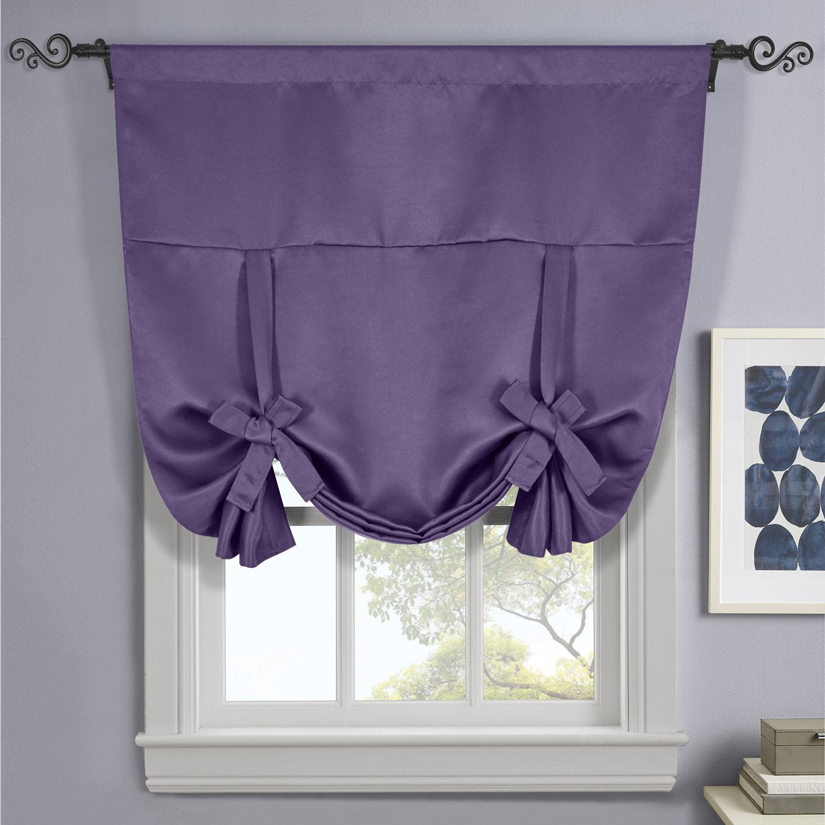 Ava Blackout Weave Curtains Rod Pocket Tie Up Shade for Small Window ( 46" W X 63" L)