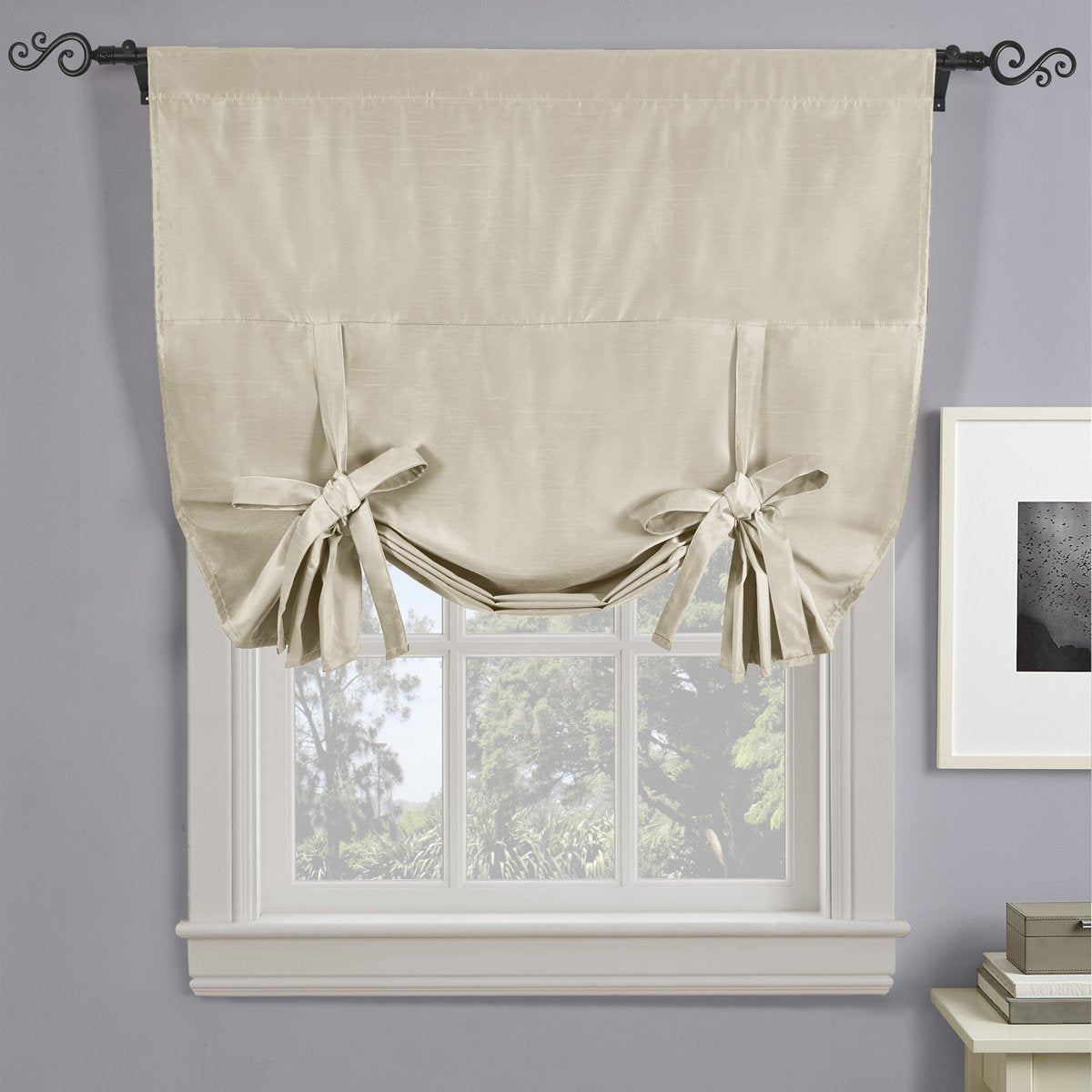 Soho Triple-Pass Thermal Insulated Blackout Curtain Rod Pocket - Tie Up Shade for Small Window ( 42" W X 63" L)