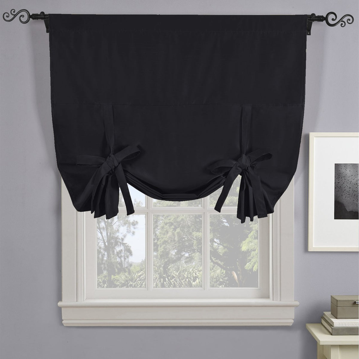 Soho Triple-Pass Thermal Insulated Blackout Curtain Rod Pocket - Tie Up Shade for Small Window ( 42" W X 63" L)