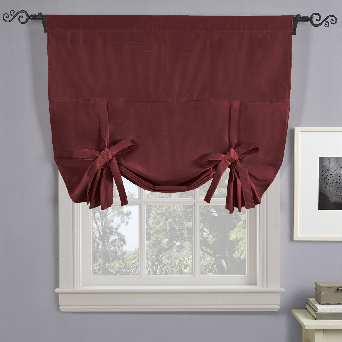 Soho Triple-Pass Thermal Insulated Blackout Curtain Rod Pocket - Tie Up Shade for Small Window ( 42" W X 63" L)