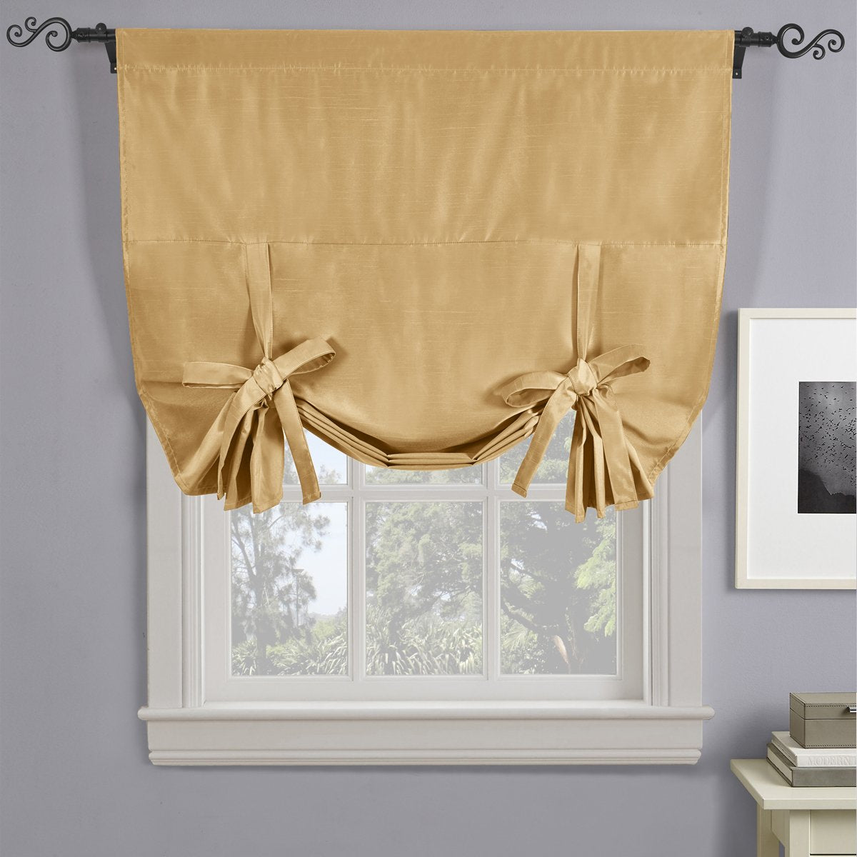 Soho Triple-Pass Thermal Insulated Blackout Curtain Rod Pocket - Tie Up Shade for Small Window ( 42" W X 63" L)
