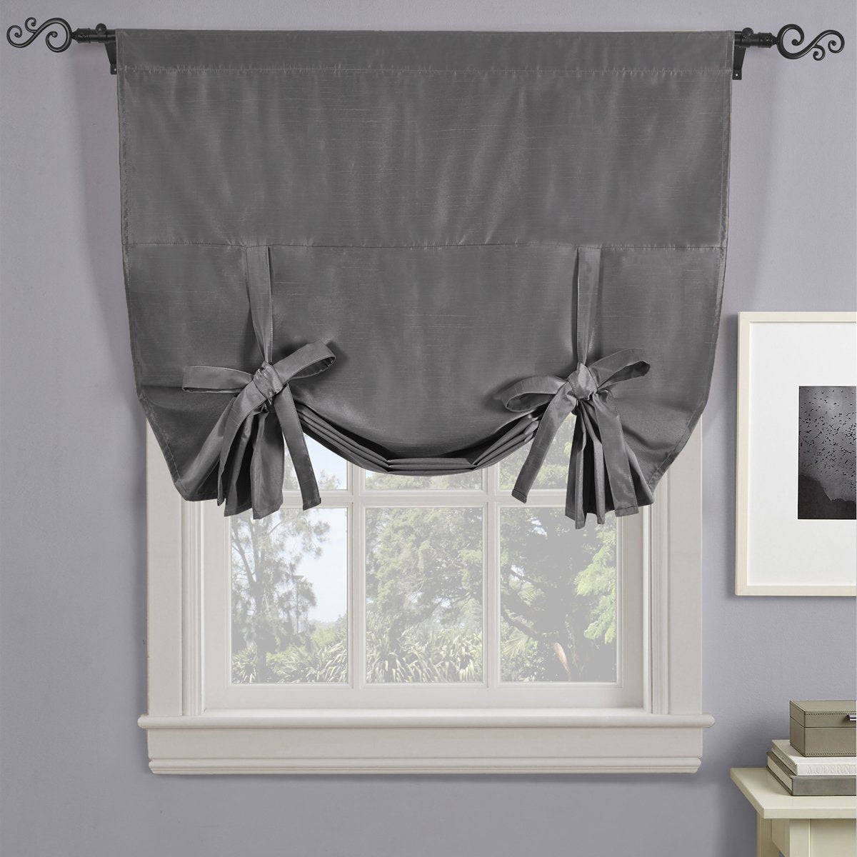 Soho Triple-Pass Thermal Insulated Blackout Curtain Rod Pocket - Tie Up Shade for Small Window ( 42" W X 63" L)