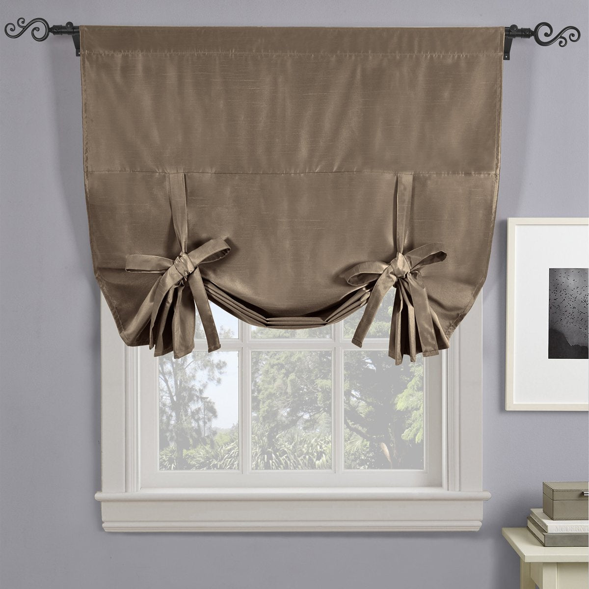 Soho Triple-Pass Thermal Insulated Blackout Curtain Rod Pocket - Tie Up Shade for Small Window ( 42" W X 63" L)